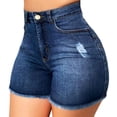 thumbnail image 2 of LYMAYTER Female Jeans Shorts Tight Stretchy Jeans Shorts Casual High Waisted Women Denim Shorts S-2XL, 2 of 8