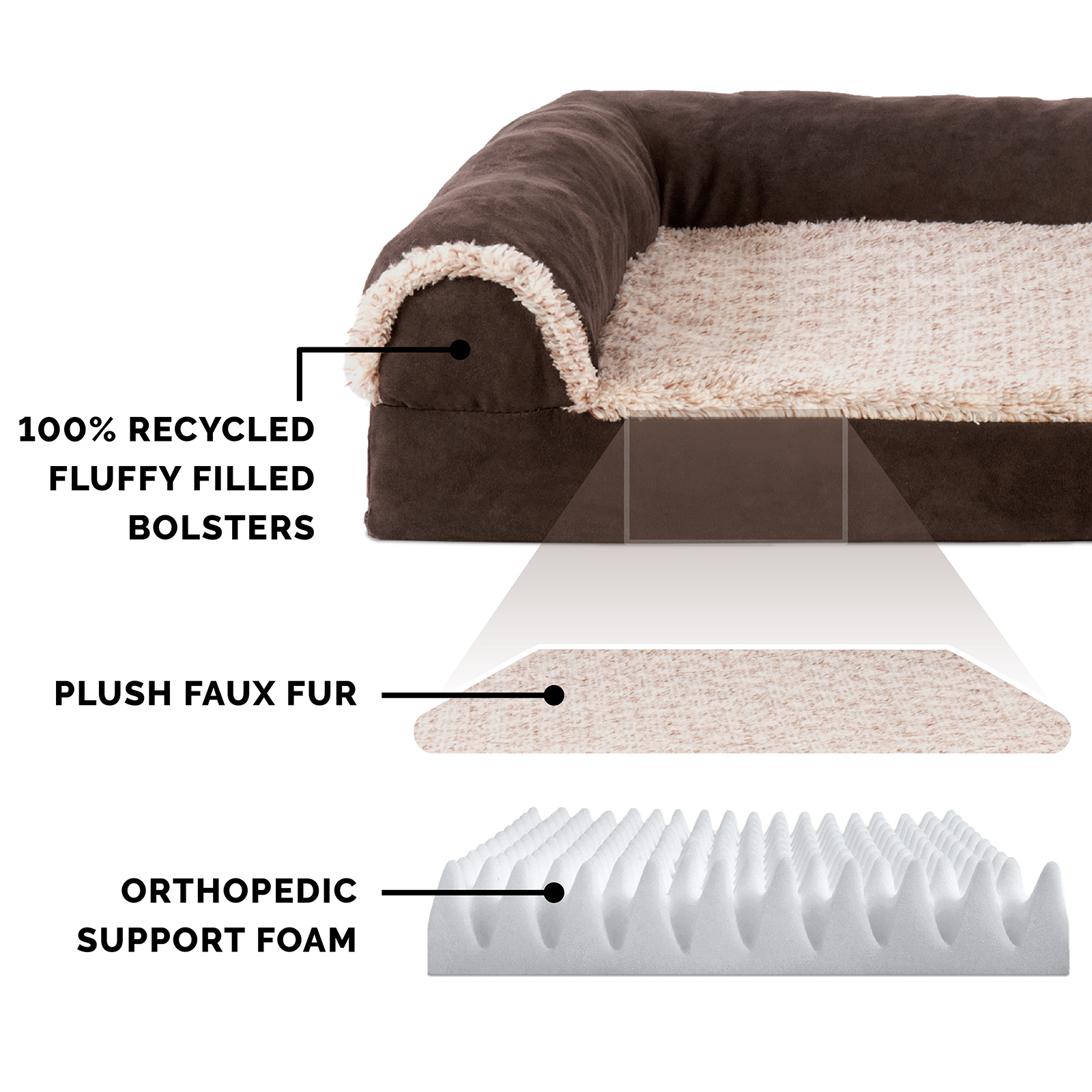 Furhaven Deluxe Orthopedic L-Shaped Chaise Pet Bed photo 7