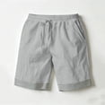 thumbnail image 3 of Bosfbaoi Mens Shorts Cotton Blend Relaxed Fit Casual Chinos Adjustable Waist Drawstring Shorts with Striped Cuffs, 3 of 8