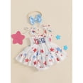 thumbnail image 4 of BemeyourBBs Baby Girls Romper Set, Sleeveless Tie-up Stars Bodysuit Dress Headband, 4 of 9