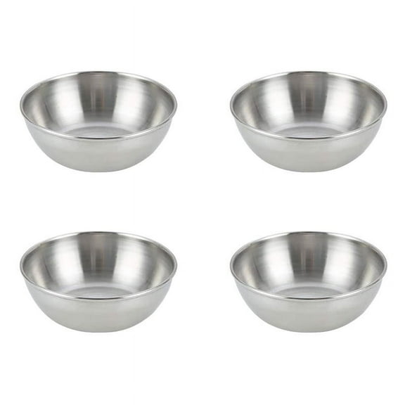 4Pcs Stainless Steel Sauce Dishes Round Seasoning Sushi Dipping Bowl Saucers Mini Appetizer Plates