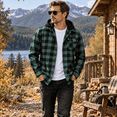 thumbnail image 2 of Flannel Shirt for Men Casual Long Sleeve Button Plaid Shirts Jackets Hooded Tops with Pocket for Outdoor Daily Wear, 2 of 9