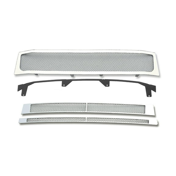 APS Compatible with Ford Flex 2009-2012 Main Upper Lower Bumper Stainless Steel Chrome Mesh Front Grill Grille Insert Combo F77707T