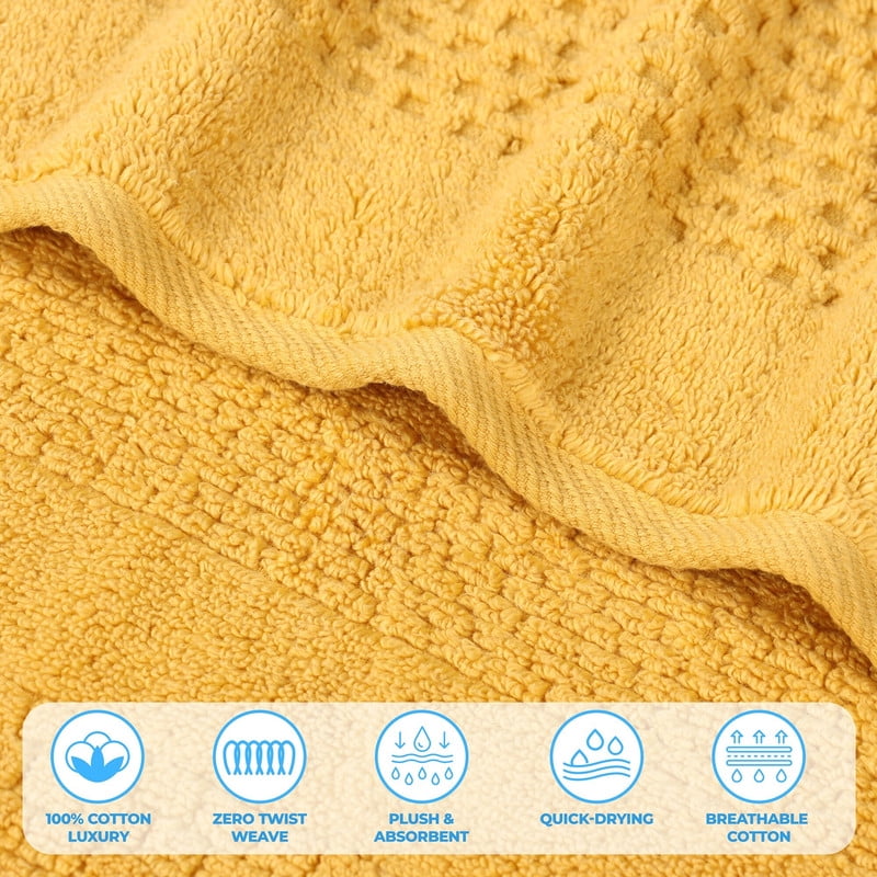 Superior Playa Zero Twist Cotton Solid Waffle Textured Bath Sheets, Set of 2, Gold
