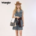 thumbnail image 2 of Wrangler Shoulder Bag for Women Denim Canvas Small Hobo Purse with Stitched Detail & Back Zipper Pocket, Dark Jean, 2 of 6
