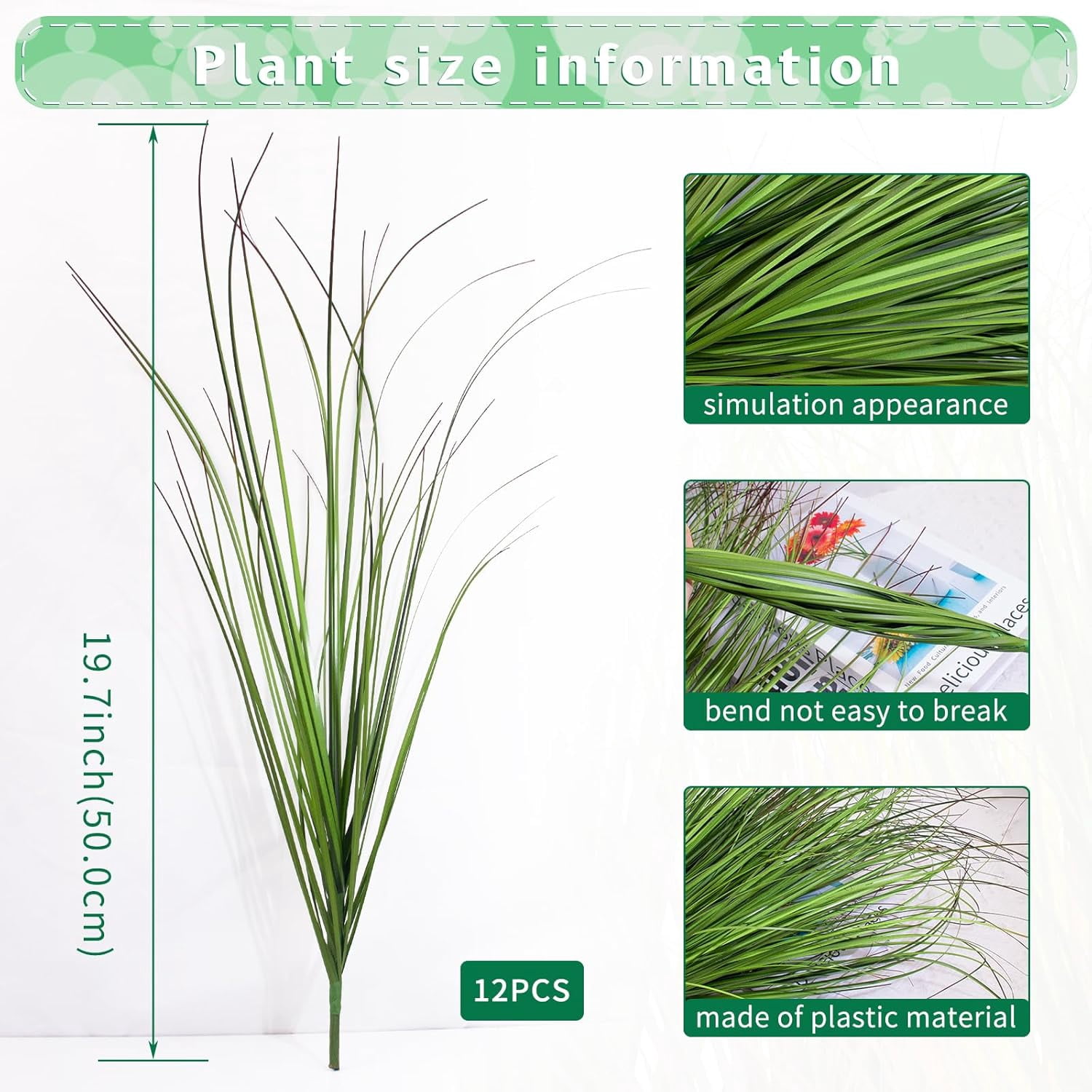 "Artificial Grass Plants, Faux Shrubs Wheat Grass, Artificial Tall Grass Fake Plants, Artificial Greenery Stems Weed (Green Red Tail) for Outdoor Decor, Room Indoor Home Decor