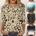 thumbnail image 6 of YanHoo Women 3/4 Sleeve Tops and Blouses 3/4 Sleeve Graphic Tees for Women 3/4 Sleeve Crewneck Loose Fit Top Crewneck Pullover Woman Dressy Tops Sleeve 3/4 Wear To a Party, 6 of 6