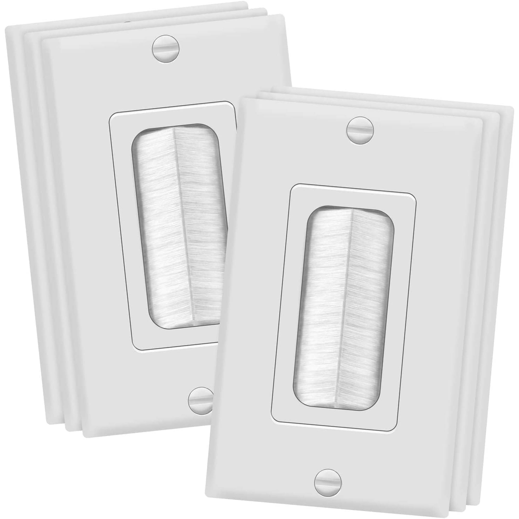 TOPGREENER 6 Pack Bristled Brush Wall Plate Pass-Through Insert, HDMI Cables, Coaxial Cables, Speaker Wires, Home Theater Systems, Size 1-Gang, White
