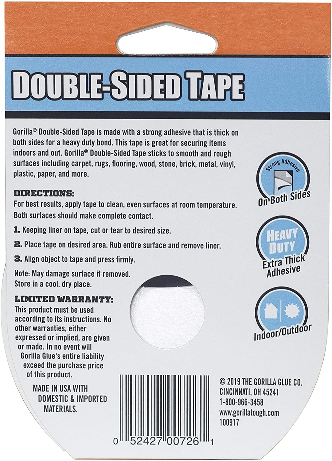 Gorilla 1.41 in. x 8 yd. Double Sided Cloth Tape (6-Pack) 100925