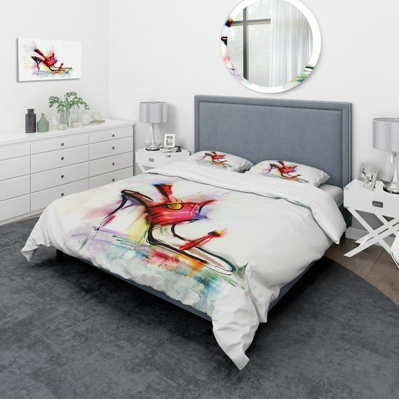 Designart 'Red High Heel Shoe' Abstract Duvet Cover Set