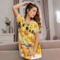 thumbnail image 3 of Fotbe Honey Bee Pattern Women's Cotton Nightgown Sleepwear Short Sleeves Shirt Casual Print Sleepdress, 3 of 6