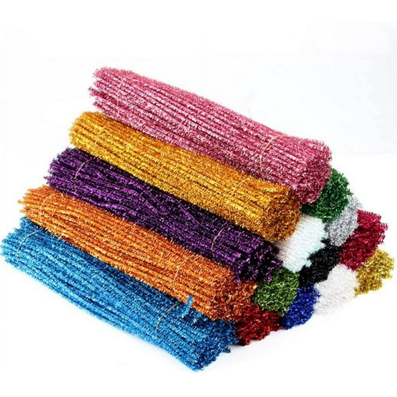Glitter Chenille Stems 100pcs Pipe Cleaners Bulk Chenille Stems Craft Supplies Fuzzy Glitter Pipe Cleaners for DIY Art Crafts Decorations 30cm Black Craft Pipe Cleaners