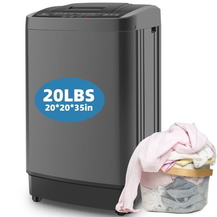 Veeboto 20 LBS Washing Machine, Fully-Automatic Washing Machine, 10 Wash Programs/8 Water levels with Drain Pump, Laundry with LED Display & 1 Adjustable feet for Home, Apartment, Dorm