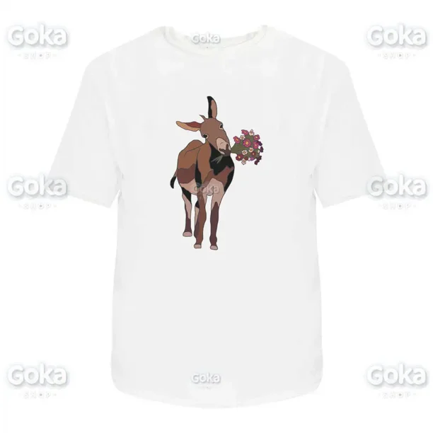 Camisetas gráficas de burro con flores ropa para hombre partes superiores nuevas y camisetas de algodón Camiseta estampada para mujer ropa Y2K camiseta divertida bonita
