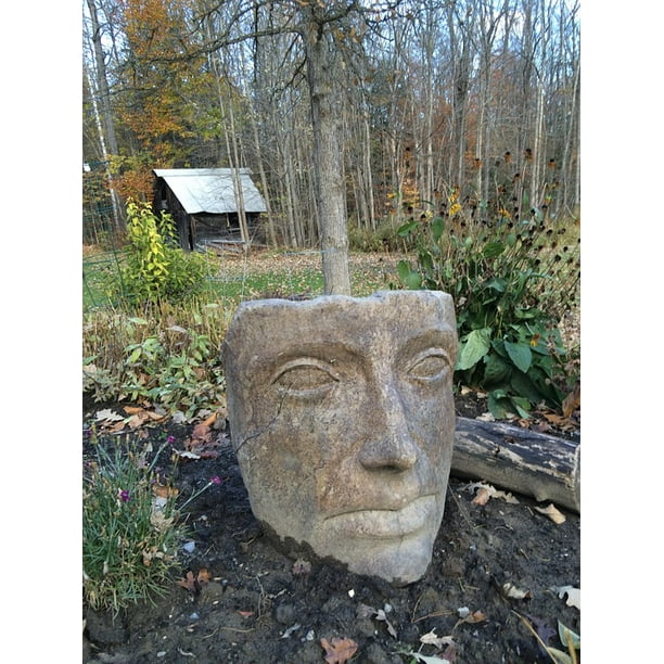Canvas Print Statue Human Face Man Stone Garden Stretched 10 X 14 Com - Smiling Stone Face Garden Ornament Canvas Print Statue Human Face Man Stone Garden Stretched 10 X 14 Com - Smiling Stone Face Garden Ornament