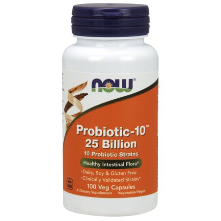 NOW Supplements, Probiotic-10™, 25 Billion, with 10 Probiotic Strains, Dairy, Soy and Gluten Free, Strain Verified, 100 Veg