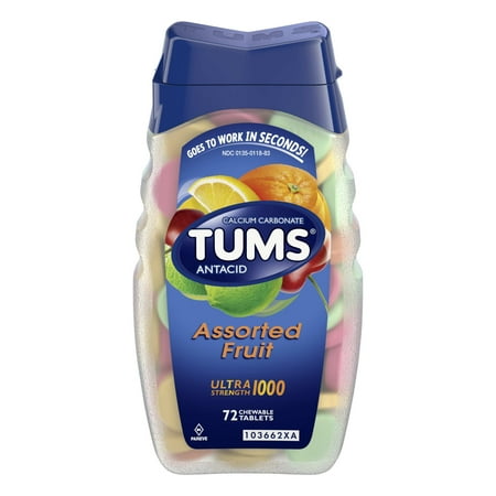 TUMS Antacid Chewable Tablets for Heartburn Relief, Ultra Strength, Assorted Fruit, 72 (Best Antacid Tablets In India)