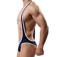 thumbnail image 6 of HUPOM Mens Underwear Boxer Briefs Male Thongs Medium waist Comfort Waist Solid Thong Navy L, 6 of 9