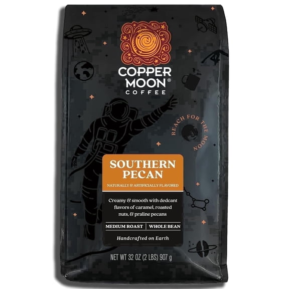 Copper Moon Whole Bean Coffee, Medium Roast, Southern Pecan Blend, lb Bag
