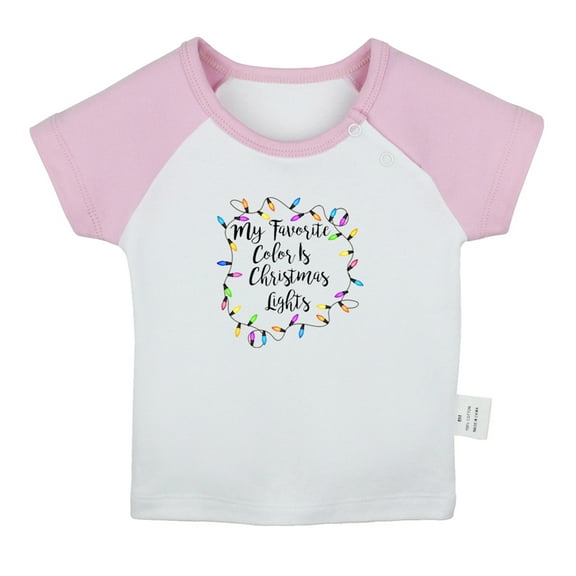 My Favorite Color is Christmas Lights Funny T shirt For Baby, Newborn Babies T-shirts, Infant Tops, 0-24M Kids Graphic Tees Clothing (Short Pink Raglan T-shirt, 0-6 Months)