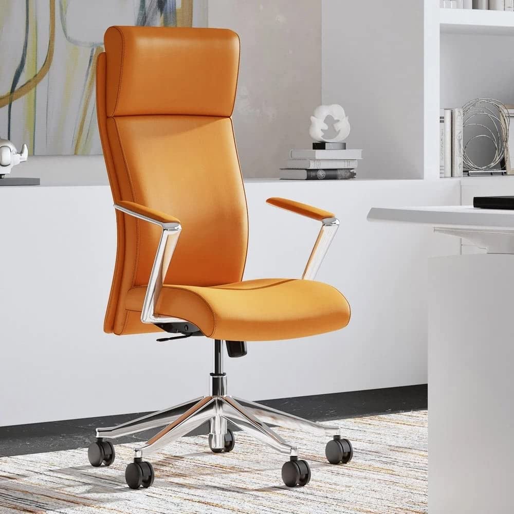 Zuri Furniture Draper Leather Executive Chair with Aluminum Frame