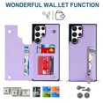 thumbnail image 3 of Nalacover Zipper Wallet Case for Samsung Galaxy S22 Ultra, Luxury PU Leather Crossbody Lanyard Shoulder Strap Magnetic RFID Blocking Cover with Kickstand Card Slots Holder Shockproof Case,Purple, 3 of 10
