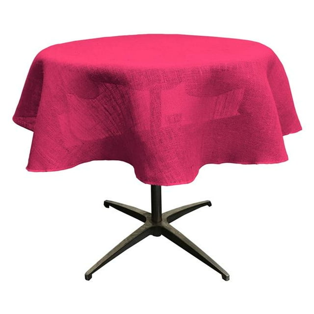 LA Linen TCBurlap51R-Fuschia Round Dyed Natural Burlap Tablecloth, Fuchsia - 51 in.