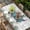 Blue Grey, variant on Summer Tropical Plants Table Cloths for 4 Foot Rectangle Tables, Turquoise Truck Cactus Flowers Patio Waterproof Elastic Fitted Tablecloths, Washable Rectangular Table Cover for Camping