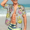 thumbnail image 7 of Fuzoiu Cartoon Owls Print Hawaiian Shirt for Men, Summer Beach Casual Short Sleeve Button Down Shirts, Men’s Beach Summer Shirts with Pocket,3X-Large, 7 of 7