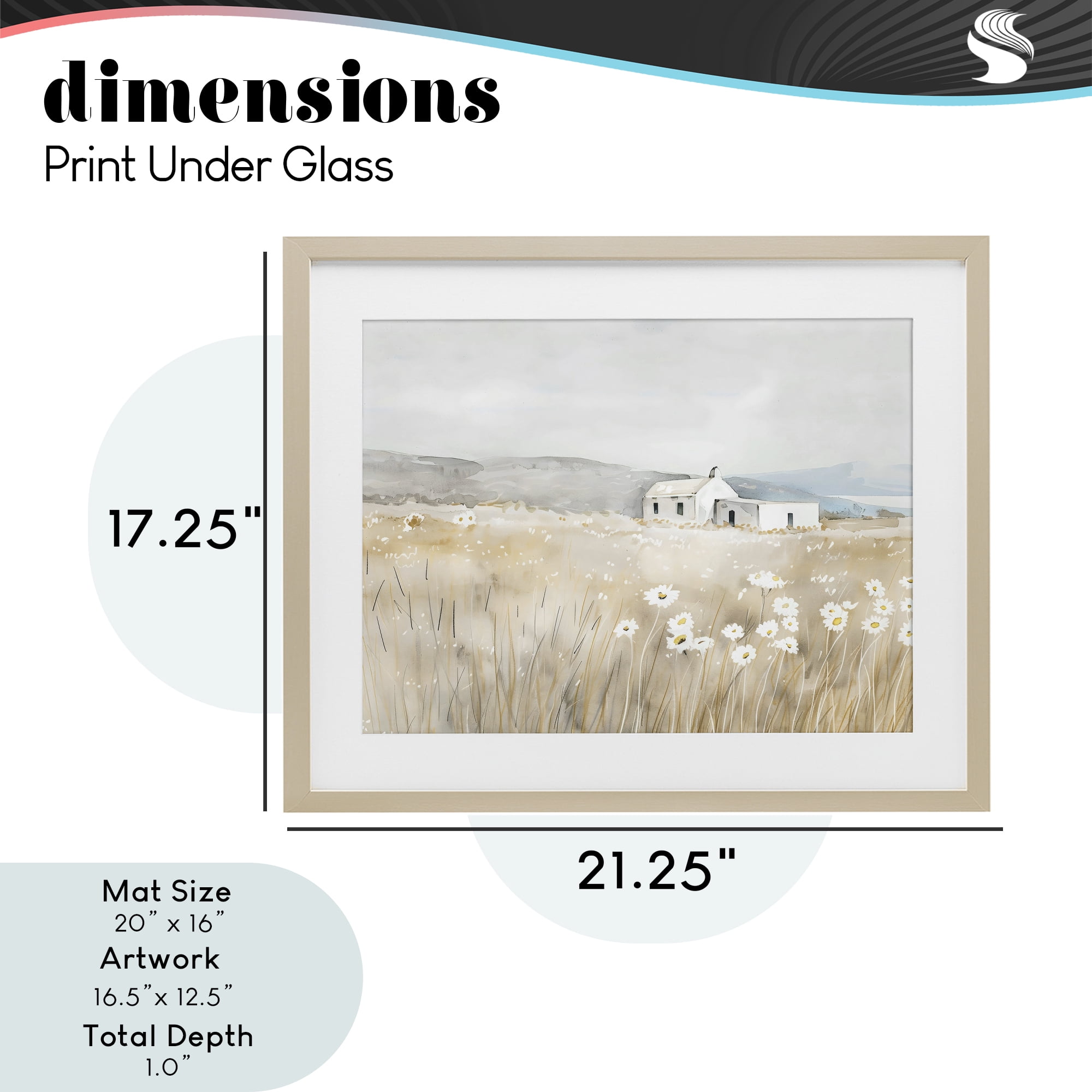 Stupell Industries Rustic Landscape Daisy Meadow Birch Framed Print Under Glass, design by Creative Studio