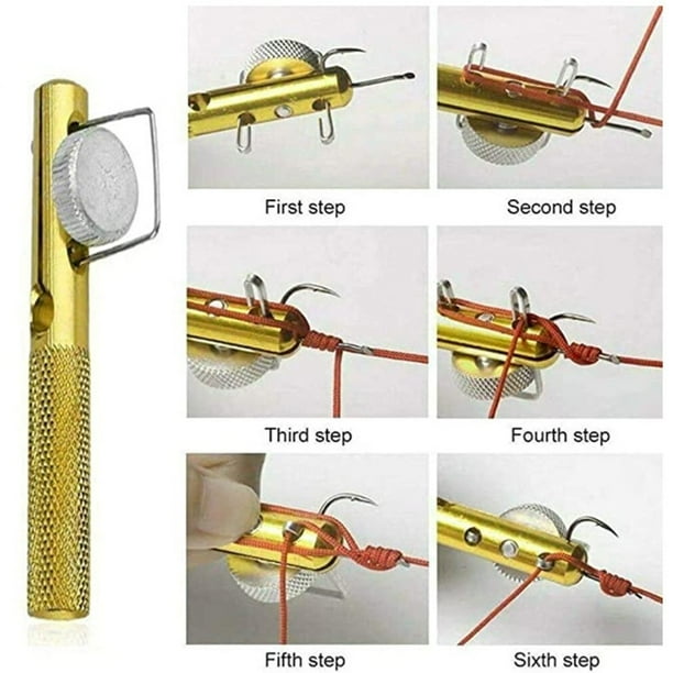 attaching fishing hook to line Realure 6 Pcs Fish Quick Knot Tying Tool Kit with Disgorgers, Tie Fast Metal Fishing Line Tieing Tool, Portable Tying Knotting Tool for Fly Fishing Sea Fishing How To Fishing Line Hook