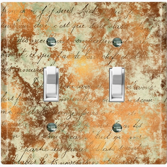 Metal Light Switch Plate Outlet Cover (Letter Autumn Copper Leaves Damask LET017)