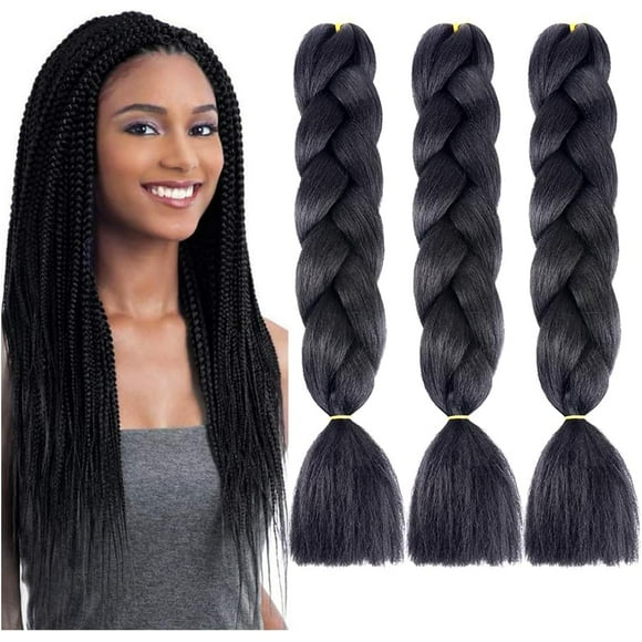 shiyou-Braiding Hair Extensions Black Braids Hair Hot Water Setting (1B-3Packs)