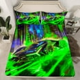 thumbnail image 2 of Manfei Green Car 4-Piece Full Size Sheets,Sport Car Bed Sheets,Extreme Sport Lightweight Sheet Sets,Racing Car Bedroom Decoration, 2 of 7