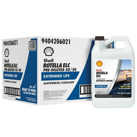Shell Rotella ELC Pre-Diluted 50/50 Antifreeze/Coolant, 1 Gallon (6 Pack Case)