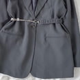 thumbnail image 5 of Girls Blazer Dress, Solid Color Lapel With Chain Belt, Long Sleeve Casual Suit Jacket For Kids Gray 14-15Years, 5 of 5