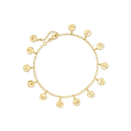 Ross-Simons Italian 18kt Gold Over Sterling Replica 500-Lira Coin Anklet, Women's, Adult