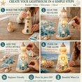 thumbnail image 4 of DIY Lighted Sea Glass-Style Lighthouse Kit Collection, DIY Sea Glass Lighthouse Kit with Pieces & Guide, Adults Craft Kit, Handmade Ocean Beach Decor Gift for Craft Lovers, 4 of 8