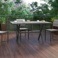 thumbnail image 4 of BizChair Commercial Grade X-Frame Outdoor Dining Table 59" x 35.5" with Faux Teak Poly Slats and Metal Frame, Gray/Gray, 4 of 12