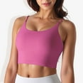 thumbnail image 2 of Women's Scoop Neck Stretchy Cropped Sports Athletic Bra-Medium, Fuchsia, 2 of 6