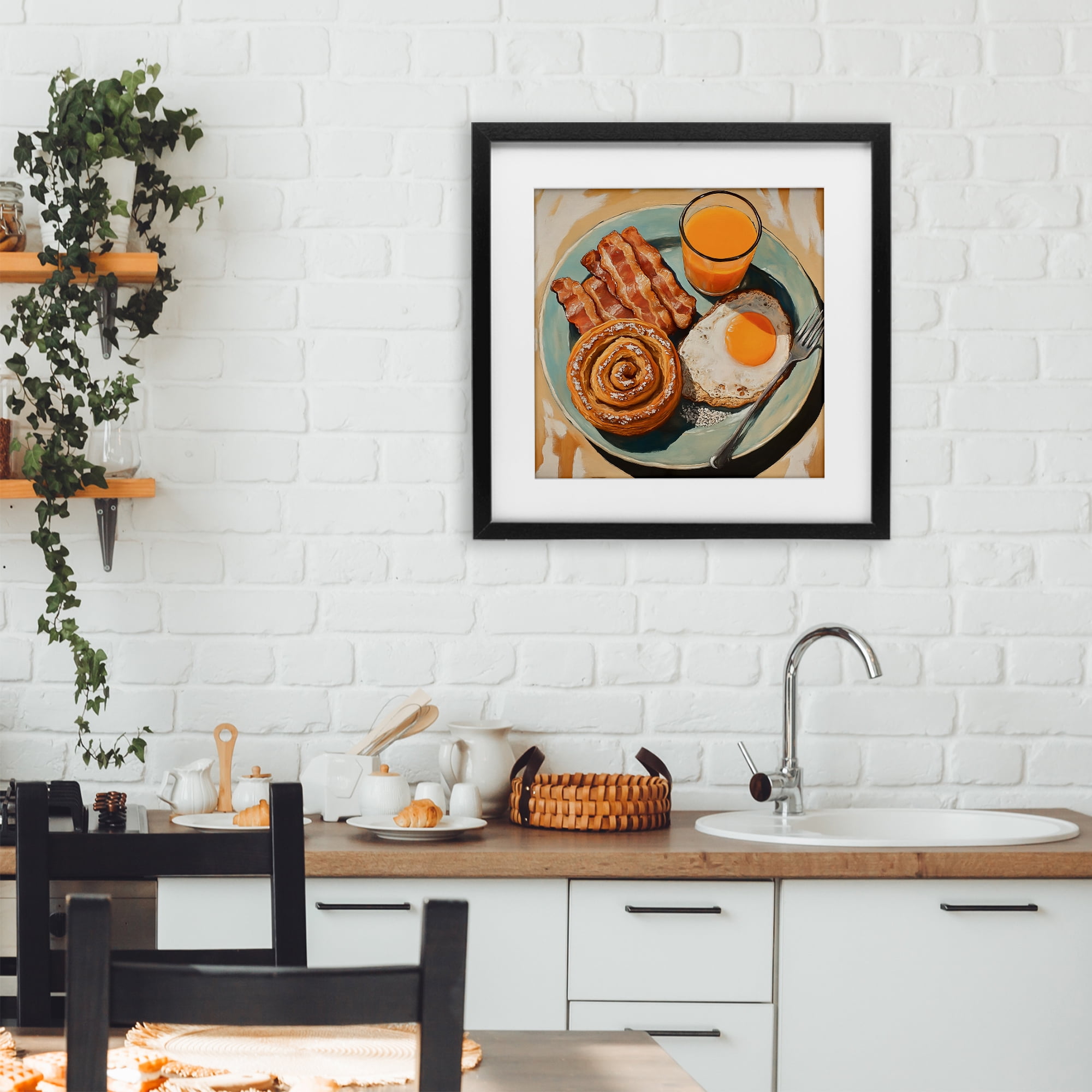 Stupell Industries Cinnamon Roll Breakfast Black Framed Print Under Glass, design by Tina LeCour