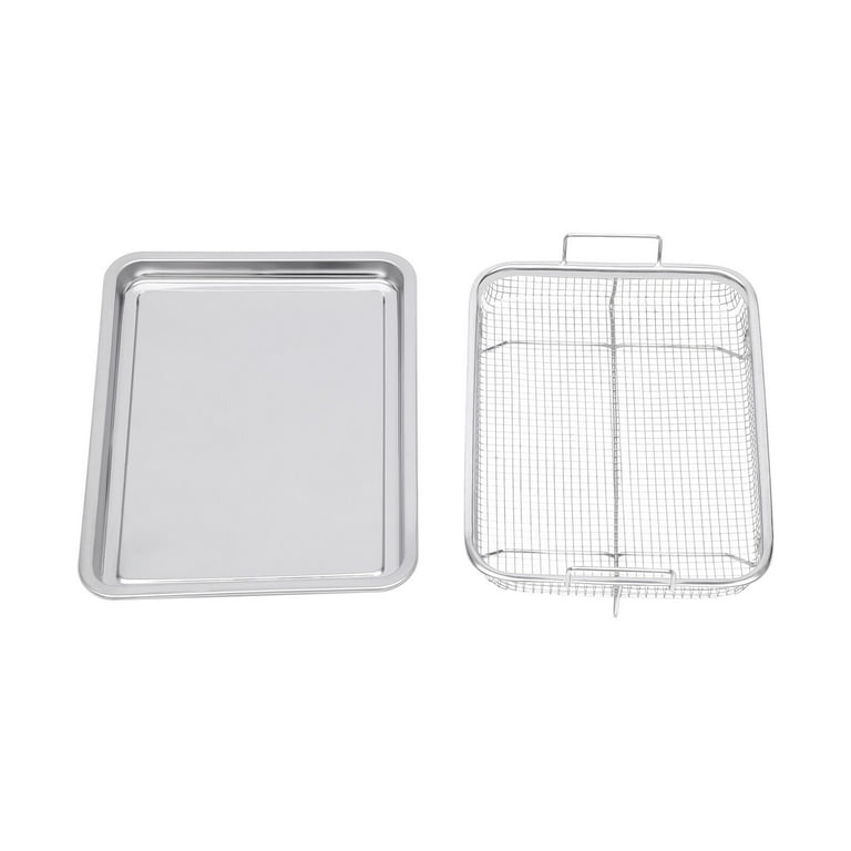 2Pcs Air Fryer Basket Stainless Steel Tray For Oven Grease Tray