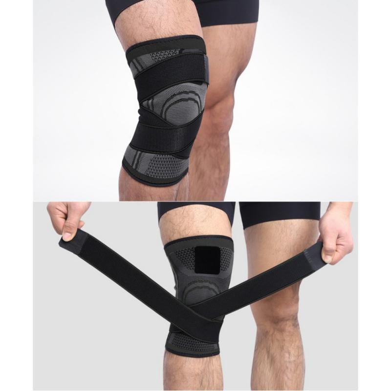 Compression Knee Sleeve Knee Brace for Men & Women Knee Support for Running, Basketball, Pain Relief, Meniscus Tear Arthritis Faster Recovery Adjustable Strap Single Wrap
