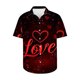 thumbnail image 1 of Camisas de Manga Larga para Hombres Día de San Valentín Impreso Botón Solapa, Camisa de Manga Corta Casual para Regalos, 1 of 9