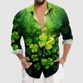 thumbnail image 2 of PMUYBHF Male St. Patricks Day Male St. Patricks's Day Long Sleeve Shirt Autumn Casual 3D Printing Hawaii Long Sleeve Shirts Tops GN6 XL, 2 of 4