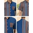 thumbnail image 6 of INSPIRE CHIC Men's Shirts Short Sleeve Summer Cotton Patchwork Button Down Shirts S Navy Brown, 6 of 6