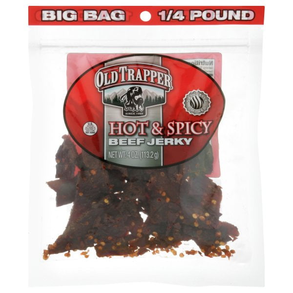 Old Trapper Hot & Spicy Beef Jerky, 4 Oz Packet