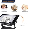 thumbnail image 6 of Easyfashion Adjustable Glass Top Drafting Table with Stool, Black, 6 of 9