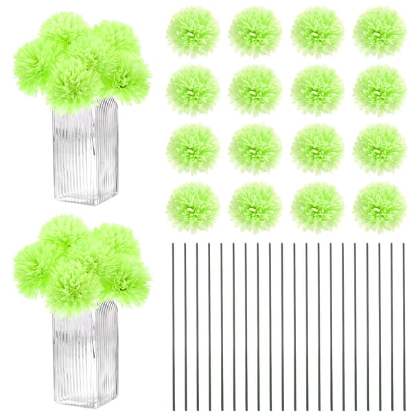 Uxcell Flores de Bola de Crisantemo Artificial, Ramos de Seda de Hortensia Falsos para el Hogar/Boda Verde Claro 30 Pack
