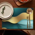 thumbnail image 5 of Teal Gold Marble Pattern Summer Placemats Table Placemats Set Of 4-Linen Kitchen Washable Placemats Table Mats 11.8"x17.7" Non-Slip Heat Resistant, 5 of 6